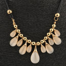 Women Elegant Luxury Lot Multisize Water Drop Crystal Gold Ball Charm Pendant PU Leather Collar Necklace for Party Wedding