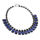 Vintage Luxuary Elegant Blue Crystal Black Gemstone Collar Choker Wedding Engagement Adjustable Necklace for Women
