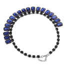 Vintage Luxuary Elegant Blue Crystal Black Gemstone Collar Choker Wedding Engagement Adjustable Necklace for Women