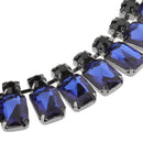 Vintage Luxuary Elegant Blue Crystal Black Gemstone Collar Choker Wedding Engagement Adjustable Necklace for Women