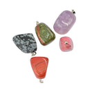 Natural Quartz Crystal Stone Gemstone Quartz Beads Pendants Charms DIY Jewelry 5Pcs Color Random