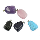 Natural Quartz Crystal Stone Gemstone Quartz Beads Pendants Charms DIY Jewelry 5Pcs Color Random