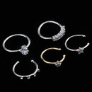 5Pcs Silver Gold Stainless Steel Nose Ring Lip Hoop Studs Ear Screws with Star And Flower Rhinestone Decor Body Jewelry for Women 1mm 18g