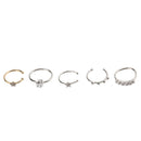 5Pcs Silver Gold Stainless Steel Nose Ring Lip Hoop Studs Ear Screws with Star And Flower Rhinestone Decor Body Jewelry for Women 1mm 18g