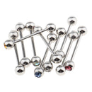 10 Pieces 14G Mix-color Stainless Steel Straight Barbell Tongue Rings Bar