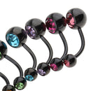 12 Pieces Body Piercing Jewelry Crystal Rhinestone Ball Button Belly Navel Ring Bar