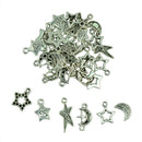 36pcs Tibetan Silver Pendants Star And Moon Charms Jewellery Finding Making