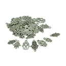 36pcs/bag Silver Alloy 6Styles Mixed Eyes Star Heart Sector Hexagonal Palm Shaped Charms Pendants Jewelry DIY Finding Making