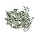 36pcs/bag Silver Alloy 6Styles Mixed Eyes Star Heart Sector Hexagonal Palm Shaped Charms Pendants Jewelry DIY Finding Making