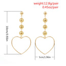 Vintage Multilayer Alloy Ball Heart Shape Dangle Earrings Party Jewelry Gift