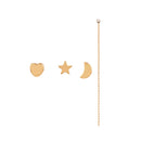 4Pcs Romantic Small Cute Gold Star Moon Lovely Heart Shaped Stud Earrings Jewelry