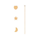 4Pcs Romantic Small Cute Gold Star Moon Lovely Heart Shaped Stud Earrings Jewelry