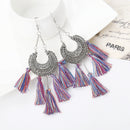 Ethnic Women Boho Hoop Earrings Vintage Tassel Fringe Drop Dangle Earrings