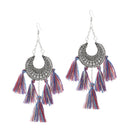 Ethnic Women Boho Hoop Earrings Vintage Tassel Fringe Drop Dangle Earrings