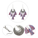 Ethnic Women Boho Hoop Earrings Vintage Tassel Fringe Drop Dangle Earrings