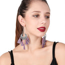 Ethnic Women Boho Hoop Earrings Vintage Tassel Fringe Drop Dangle Earrings