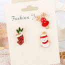 3 Pieces/Set Christmas Themed Enamel Bright Color Pin Brooch Snowman/Stockings/Deer Breastpin