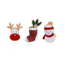 3 Pieces/Set Christmas Themed Enamel Bright Color Pin Brooch Snowman/Stockings/Deer Breastpin