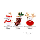 3 Pieces/Set Christmas Themed Enamel Bright Color Pin Brooch Snowman/Stockings/Deer Breastpin