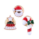 3pcs Party Christmas Hat & Sticks Brooch Crystal Collar Brooch Pin Badge