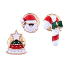 3pcs Party Christmas Hat & Sticks Brooch Crystal Collar Brooch Pin Badge