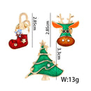 3 Piece/Set Socks Deer Christmas Tree Brooches Pins For Women Men Enamel Rhinestone Brooch New Year Pin Jewelry