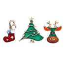 3 Piece/Set Socks Deer Christmas Tree Brooches Pins For Women Men Enamel Rhinestone Brooch New Year Pin Jewelry