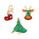 3 Piece/Set Socks Deer Christmas Tree Brooches Pins For Women Men Enamel Rhinestone Brooch New Year Pin Jewelry