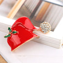 Christmas Hat Brooch Vintage Red Enamel Xmas Scarf Lapel Pin Ornaments
