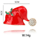 Christmas Hat Brooch Vintage Red Enamel Xmas Scarf Lapel Pin Ornaments