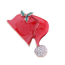 Christmas Hat Brooch Vintage Red Enamel Xmas Scarf Lapel Pin Ornaments
