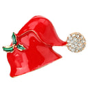 Christmas Hat Brooch Vintage Red Enamel Xmas Scarf Lapel Pin Ornaments