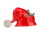 Christmas Hat Brooch Vintage Red Enamel Xmas Scarf Lapel Pin Ornaments