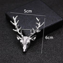 Western Vintage Silver Christmas Deer Shape Deer Head Shaped Long Horn Wedding Engagement Brooch Pins for Women Men