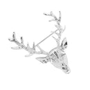 Western Vintage Silver Christmas Deer Shape Deer Head Shaped Long Horn Wedding Engagement Brooch Pins for Women Men