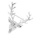 Western Vintage Silver Christmas Deer Shape Deer Head Shaped Long Horn Wedding Engagement Brooch Pins for Women Men