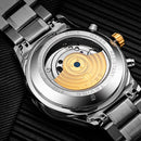 TEVISE Mens Watch Automatic Mechanical Wristwatch Luxury Fashionable Classic (Blue & Golden)