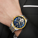 TEVISE Mens Watch Automatic Mechanical Wristwatch Luxury Fashionable Classic (Blue & Golden)