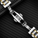 TEVISE Mens Watch Automatic Mechanical Wristwatch Luxury Fashionable Classic (Blue & Golden)