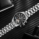 TEVISE Mens Automatic Mechanical Six Hands Self Wind Watch Stainless Steel Wrist Watches Luminous ( Black & Silver )