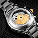 TEVISE Mens Automatic Mechanical Six Hands Self Wind Watch Stainless Steel Wrist Watches Luminous ( Black & Silver )