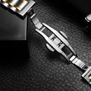 TEVISE Black Dial Automatic Mechanical Watch For Mens Stainless Steel Tourbillion Moon Luminous