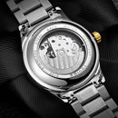 TEVISE Black Dial Automatic Mechanical Watch For Mens Stainless Steel Tourbillion Moon Luminous