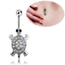 Stainess Steel Tortoise Dangle Rhinestone Belly Button Ring Navel barbell Piercing jewelry