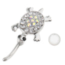 Stainess Steel Tortoise Dangle Rhinestone Belly Button Ring Navel barbell Piercing jewelry
