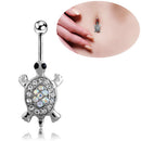 Stainess Steel Tortoise Dangle Rhinestone Belly Button Ring Navel barbell Piercing jewelry