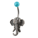 Antique Silver Elephant Belly Button Stainless Steel Navel Ring Jewellery