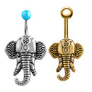 Antique Silver Elephant Belly Button Stainless Steel Navel Ring Jewellery