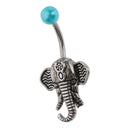 Antique Silver Elephant Belly Button Stainless Steel Navel Ring Jewellery