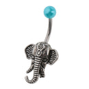Antique Silver Elephant Belly Button Stainless Steel Navel Ring Jewellery